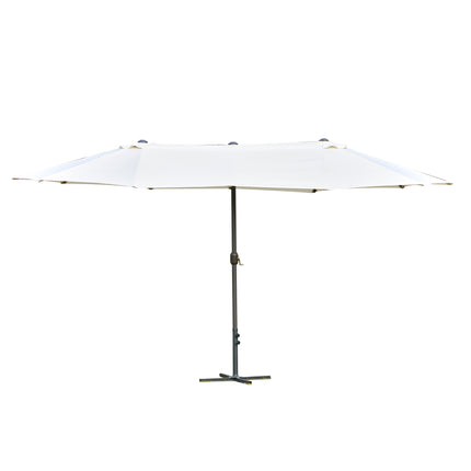 4.6m Double-Sided Garden Parasol with Cross Base Patio Market Umbrella - Off White