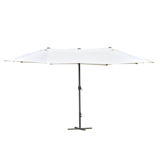 4.6m Double-Sided Garden Parasol with Cross Base Patio Market Umbrella - Off White