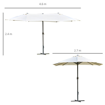 4.6m Double-Sided Garden Parasol with Cross Base Patio Market Umbrella - Off White
