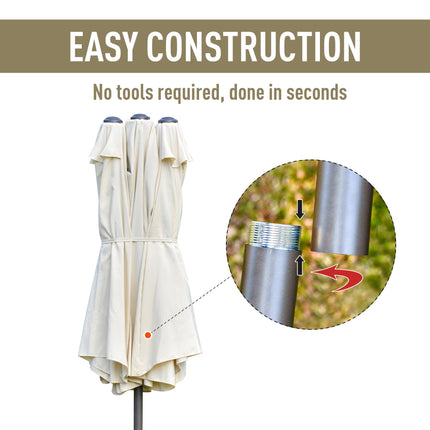4.6m Double-Sided Garden Parasol with Cross Base Patio Market Umbrella - Off White