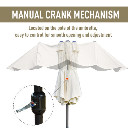 4.6m Double-Sided Garden Parasol with Cross Base Patio Market Umbrella - Off White