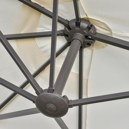 4.6m Double-Sided Garden Parasol with Cross Base Patio Market Umbrella - Off White