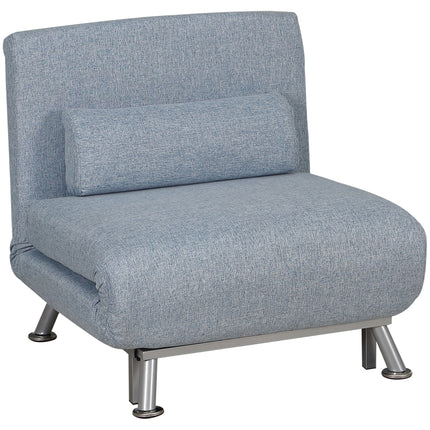 Single Foldable Sofa Bed Sleeper with Pillow Lounge Couch for Living Room - Blue