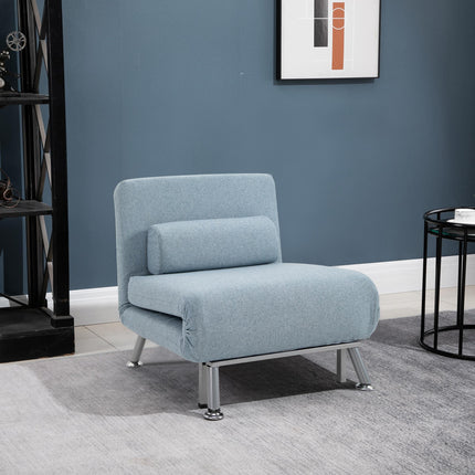 Single Foldable Sofa Bed Sleeper with Pillow Lounge Couch for Living Room - Blue