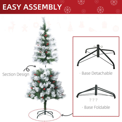 150cm Christmas Tree with 184 Tips and 33 Berries - Green