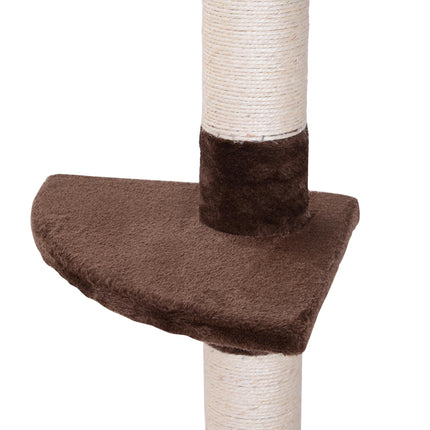 5-Tier Adjustable Floor to Ceiling Cat Tree 230-260cm with Scratching Post - Brown