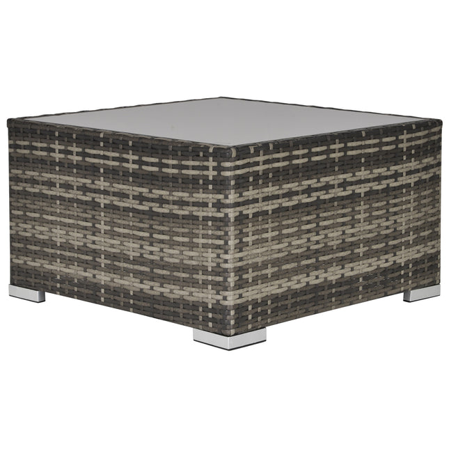 Rattan Coffee Table with Tempered Glass Top 65cm Square - Deep Grey