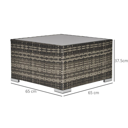Rattan Coffee Table with Tempered Glass Top 65cm Square - Deep Grey