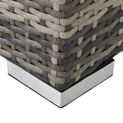 Rattan Coffee Table with Tempered Glass Top 65cm Square - Deep Grey