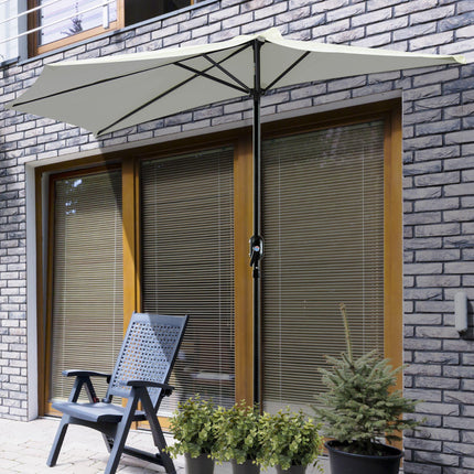 2.7m Balcony Half Parasol with 5 Steel Ribs - Cream White