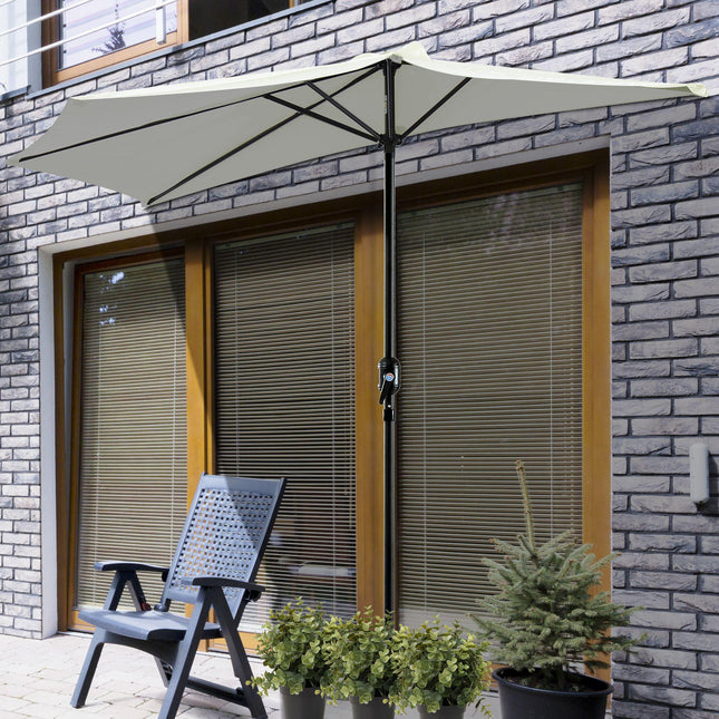 2.7m Balcony Half Parasol with 5 Steel Ribs - Cream White