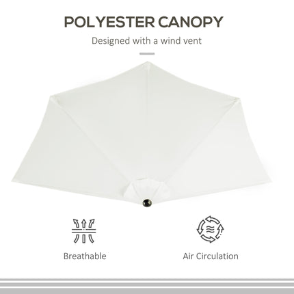2.7m Balcony Half Parasol with 5 Steel Ribs - Cream White