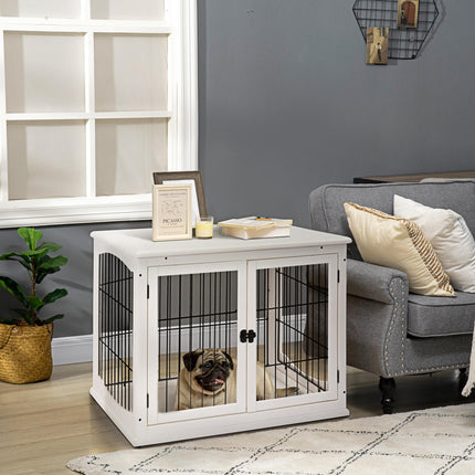 MDF 3-Door Small Indoor Pet Cage - White