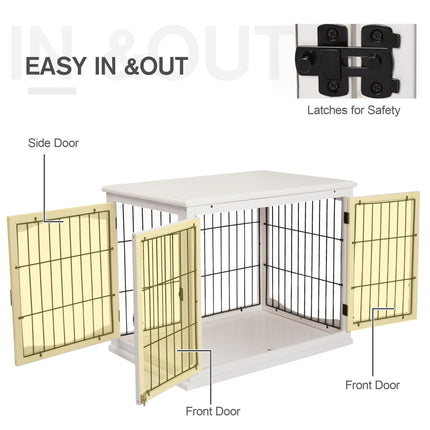 MDF 3-Door Small Indoor Pet Cage - White