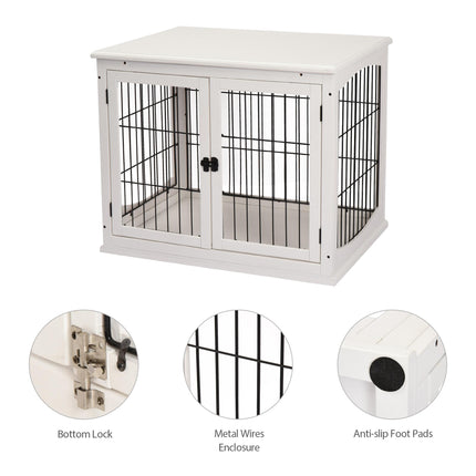 MDF 3-Door Small Indoor Pet Cage - White