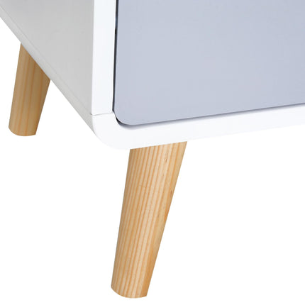 Scandinavian Style Pine Wood and MDF Bedside Table with Storage - White/Grey/Natural Wood