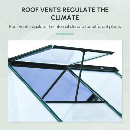 6 x 6ft Polycarbonate Greenhouse, Large Walk-In Green House with Slide Door and