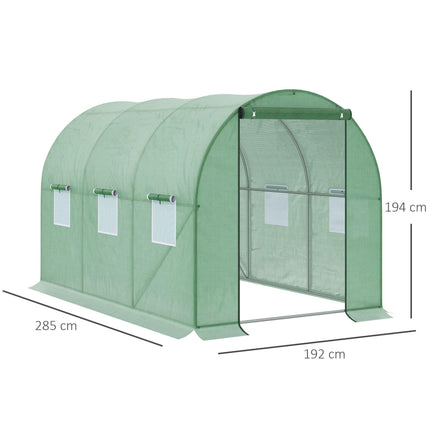 Walk-In Polytunnel Greenhouse 3x2m with Zipped Door and Clear PE Cover - Green