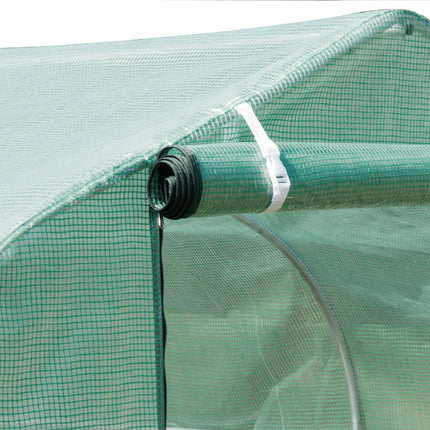 Walk-In Polytunnel Greenhouse 3x2m with Zipped Door and Clear PE Cover - Green