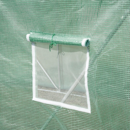 Walk-In Polytunnel Greenhouse 3x2m with Zipped Door and Clear PE Cover - Green