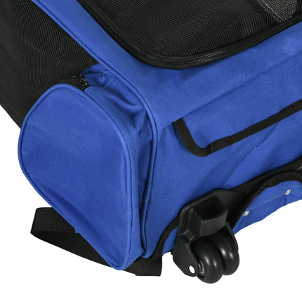 Pet Carrier Travel Backpack with Trolley Wheels and Telescopic Handle 42x25x55 cm - Blue