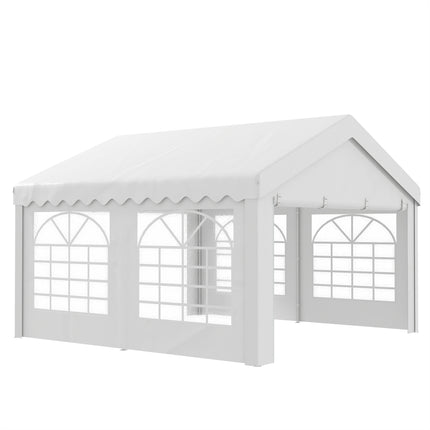 4m x 4m Heavy Duty Party Tent with Removable Sidewalls & Double Doors - White