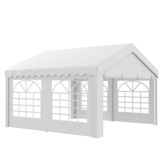 4m x 4m Heavy Duty Party Tent with Removable Sidewalls & Double Doors - White