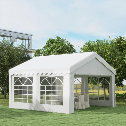 4m x 4m Heavy Duty Party Tent with Removable Sidewalls & Double Doors - White