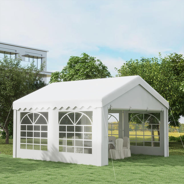 4m x 4m Heavy Duty Party Tent with Removable Sidewalls & Double Doors - White