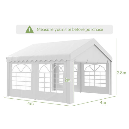 4m x 4m Heavy Duty Party Tent with Removable Sidewalls & Double Doors - White