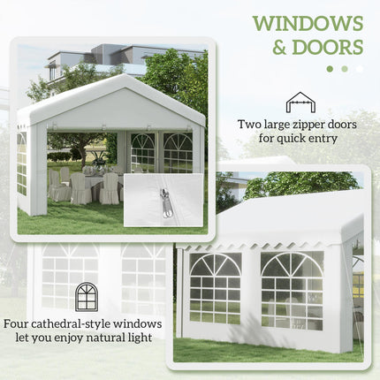 4m x 4m Heavy Duty Party Tent with Removable Sidewalls & Double Doors - White