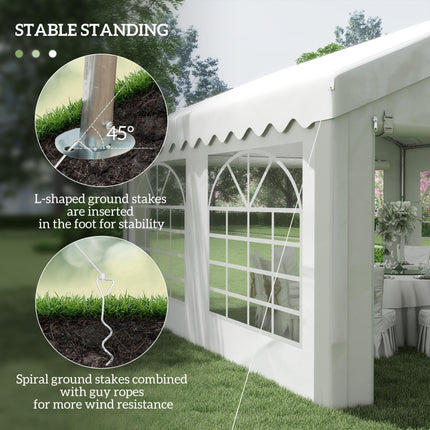 4m x 4m Heavy Duty Party Tent with Removable Sidewalls & Double Doors - White
