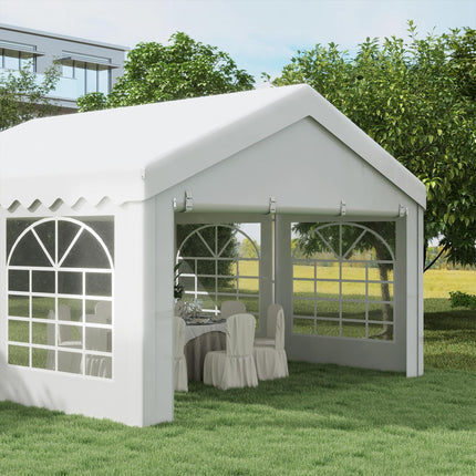 4m x 4m Heavy Duty Party Tent with Removable Sidewalls & Double Doors - White