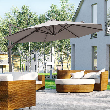 3 Metre Cantilever Patio Umbrella with 360° Rotation - Grey