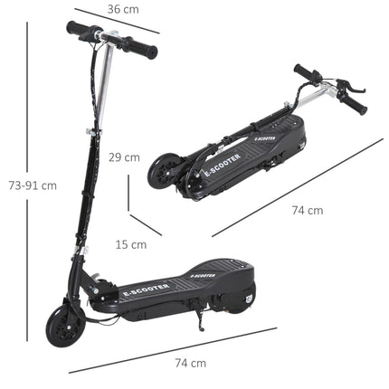 Kids Folding Electric Bike and E Scooter with 2x12V Rechargeable Battery 120W Adjustable Height PU Wheels for 7-14 yrs - Black