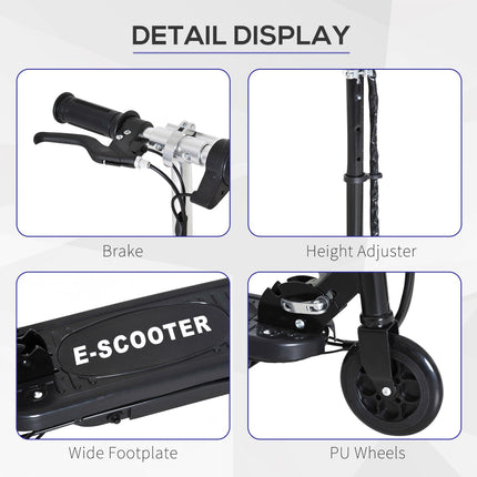 Kids Folding Electric Bike and E Scooter with 2x12V Rechargeable Battery 120W Adjustable Height PU Wheels for 7-14 yrs - Black