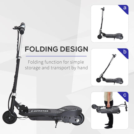 Kids Folding Electric Bike and E Scooter with 2x12V Rechargeable Battery 120W Adjustable Height PU Wheels for 7-14 yrs - Black