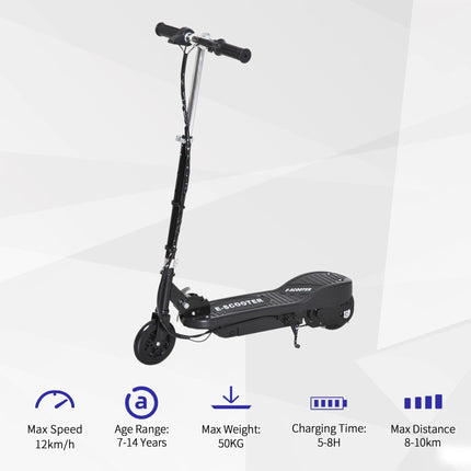 Kids Folding Electric Bike and E Scooter with 2x12V Rechargeable Battery 120W Adjustable Height PU Wheels for 7-14 yrs - Black