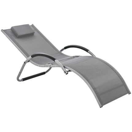 Sun Lounger Reclining Chair Portable Armchair with Pillow for Garden Patio Outsi