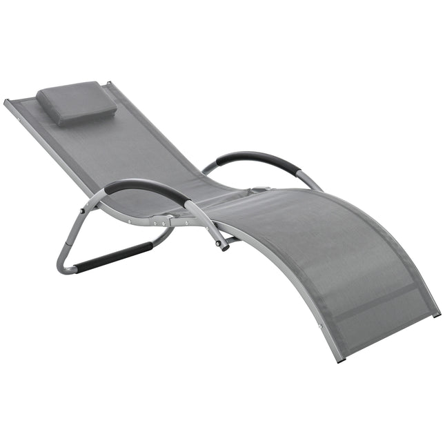 Sun Lounger Reclining Chair Portable Armchair with Pillow for Garden Patio Outsi