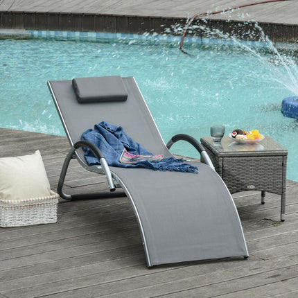 Sun Lounger Reclining Chair Portable Armchair with Pillow for Garden Patio Outsi