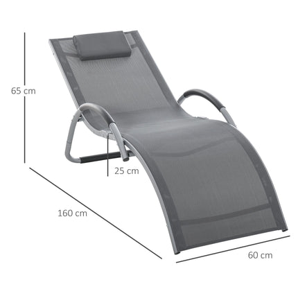 Sun Lounger Reclining Chair Portable Armchair with Pillow for Garden Patio Outsi