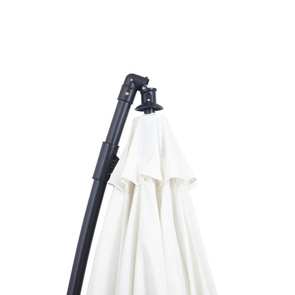 3 Metre Cantilever Garden Parasol with Crank Handle and Cross Base - Off White