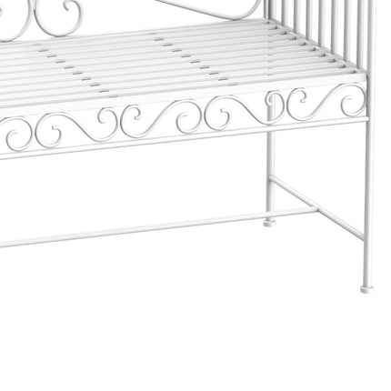 Garden 2 Seater Metal Outdoor Bench with Decorative Backrest - White