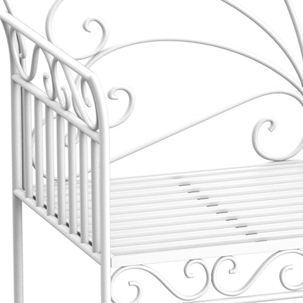 Garden 2 Seater Metal Outdoor Bench with Decorative Backrest - White