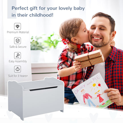 Kids Wooden Toy Storage Organizer Chest with Safety Hinge 60x40x48 cm - Grey