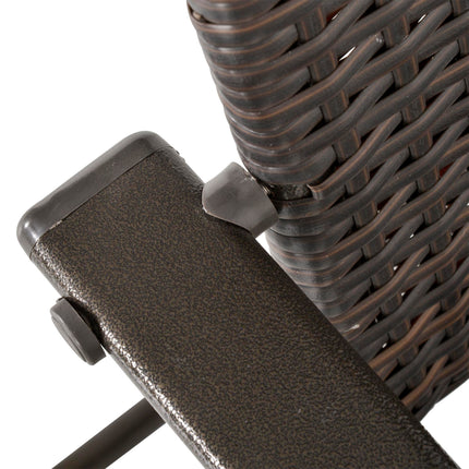 Set of 4 Foldable Rattan Garden Chairs with Steel Frame - Brown