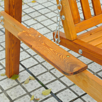 2 Seater Wooden Garden Swing Seat with Canopy Outdoor Hammock Bench - Cream White