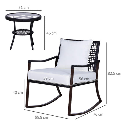 3 Piece Rattan Bistro Set with Rocking Armchairs - Brown