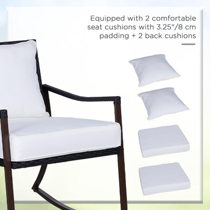 3 Piece Rattan Bistro Set with Rocking Armchairs - Brown